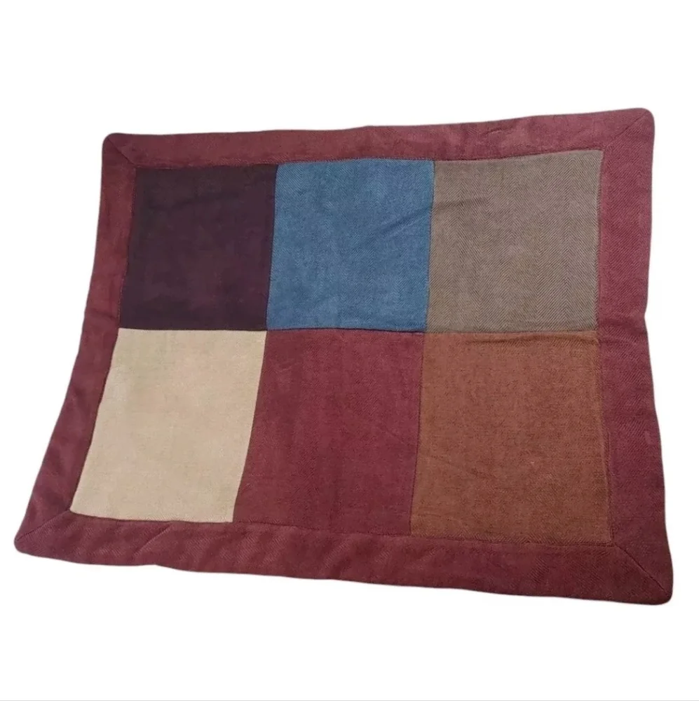 Croscill Chenille Earthy Fall Patchwork Quilted 1 Pillow Sham Standard Sz 26/20